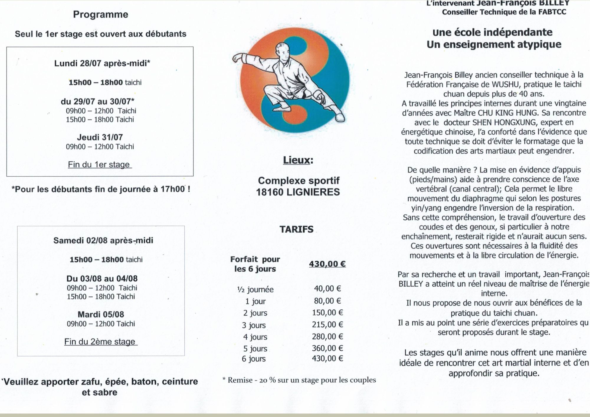 stage d'été jfBilley 2025